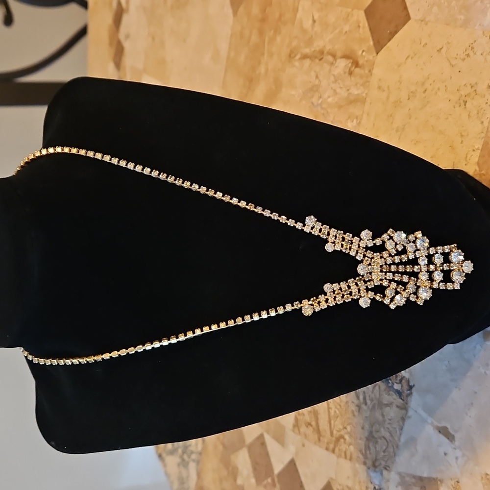Rhinestone Necklace Art Deco Style Prong Set Vintage Estate Bridal Formal